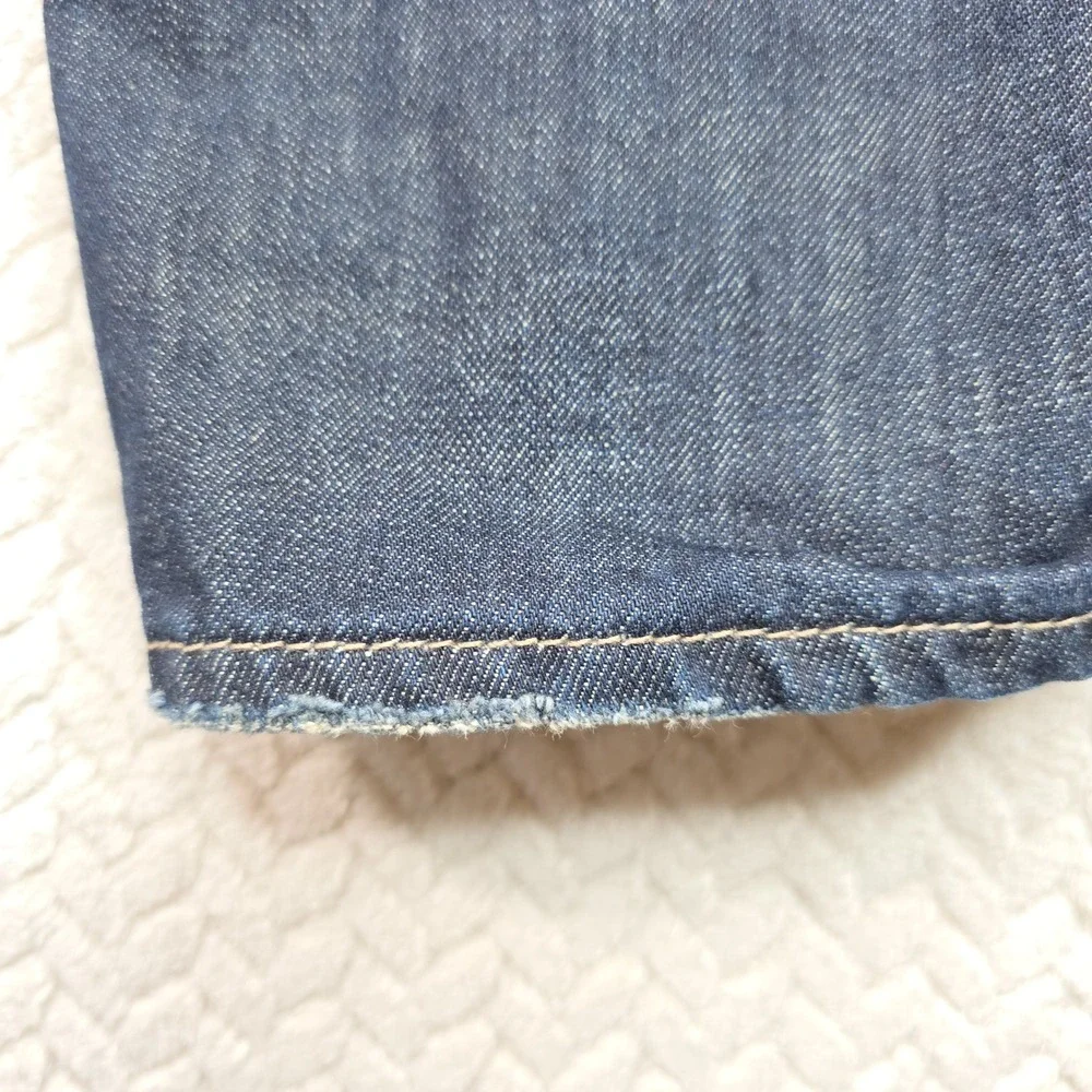 American Eagle Mens Low Rise Boot Jeans Dark Wash Blue 38x32‎ Whiskered Cotton